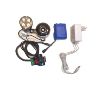 Light & Horn Combo with 12V Lithium-Ion Battery and Charger – Universal Setup for Normal and Electric Cycles