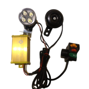 Electric Cycle Light & Horn Combo Setup with 12V Converter – Complete Wiring Kit for E-Bike